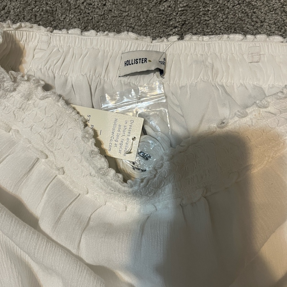 Hollister White Strapless Drawstring Mini Dress with Eyelet Trim - Picture 4 of 4